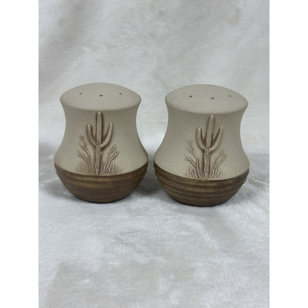 Southwest Desert Cactus Pottery Salt & Pepper Shakers Matte Ceramic Set